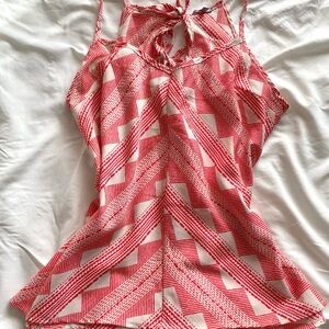 Charlotte Russe Red and White Geometric Top
